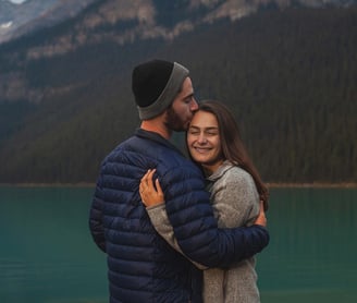 Banff photographer photographing a couple at Lake Louise