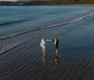 Couple eloping in Tofino