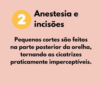 O número 2 em um círculo amarelo e texto sobre a otoplastia