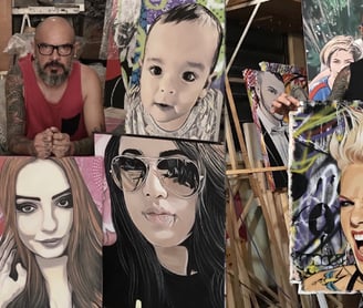 Ateliê do renomado artista plástico Sérgio Astral, conhecido por suas pinturas personalizadas e projetos artísticos.