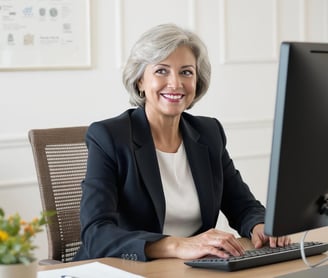 Professional career woman working on her retirement legacy.