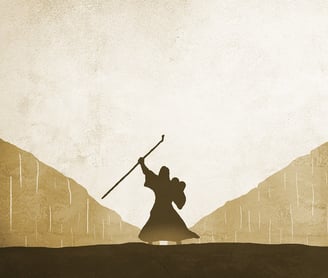 Ilustração de Moisés abrindo o mar