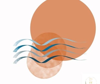 illustration simpliste avec un rond plein des vagues et 2 petits ronds pleins imbriqués