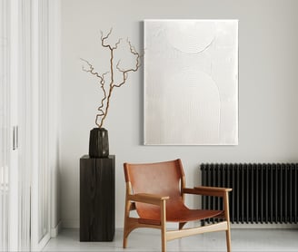 Eve Paul Harmony Wall Art next to Brown Chair