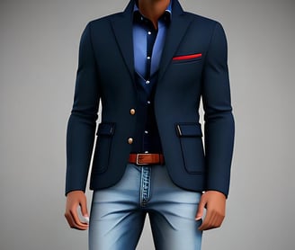 a man in a suit and a blue jeans