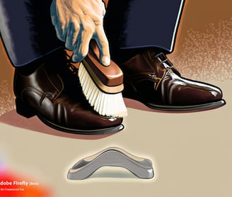 a man cleaning his shoes with a brush