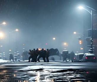 Fight in dark street