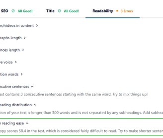 Flesh Reading Ease example AIOSEO