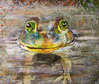 grenouille dans l'eau tous droits réservés Leslie Breniaux pour fovassist/itkacreations