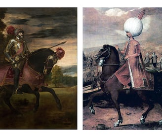 two pictures of a man in a turban and a woman in a tu