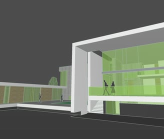 a house with a green roof and a green roof