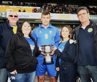 2014 Player of the Year Matt Rhead pictured with SSA's sadly missed Trev Hitchcock (far right)