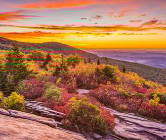 Autumn dawn on the Blue Ridge Parkway, Grandfather Mountain North Carolina