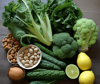 Food rich in Vitamin K like broccoli, kale, spinach
