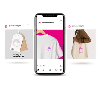 Smartphone demonstrando postagens na rede social instragram