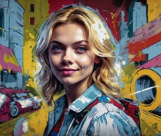 Portrait photo transformed into a painting with abstract pop style 