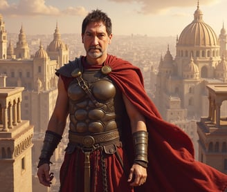 Portrait photo transformed into a character from gladiator