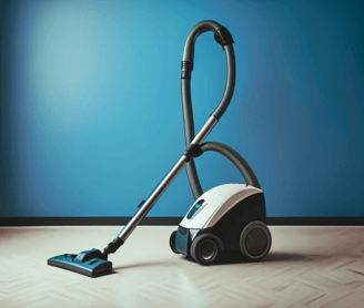 a vacuum cleaner is cleaning a hardwood floor