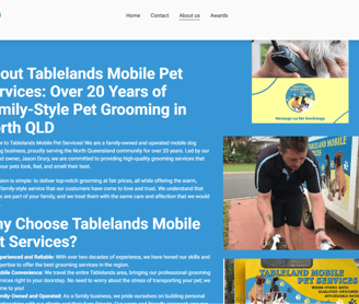 a website page for a pet grooming business