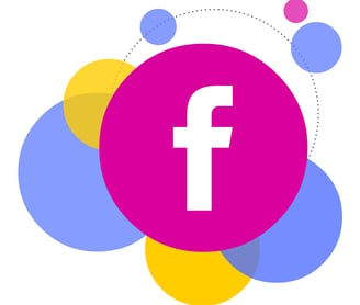 a facebook logo with a white background and a purple circle