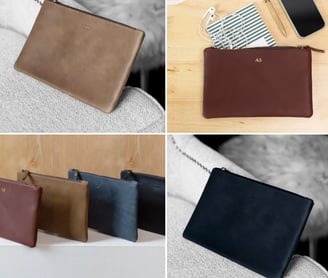 Personalized Leather Gift Zippered Pouch