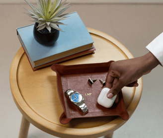 Personalized Leather Gift Structured Catchall Calet