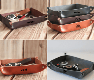 Personalized Leather Gift Valet Catchall