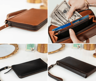 Personalized Leather Gift Wristlet Wallet