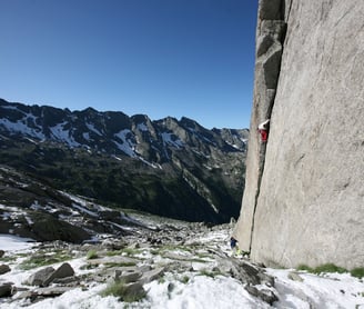 Climbing in the wilderness. Valmasino, Italy