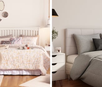 um quarto com uma cama e uma cama no mesmo quarto
