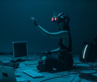 Wearable Technology - a woman in a virtual reality headset