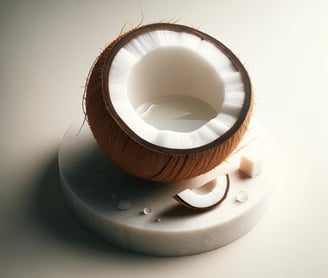 a coconut fruit in a coconut shell