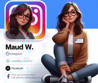 a avatar of a woman sitting next to the logo of instagram