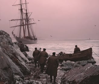 Early dawn at a rocky Maine coast, 1908