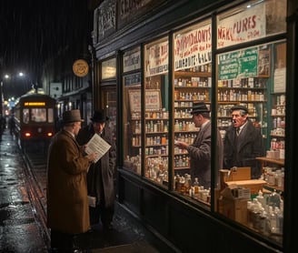 Public protests pharmacy restrictions after Beer Emergency Bill during Prohibition.