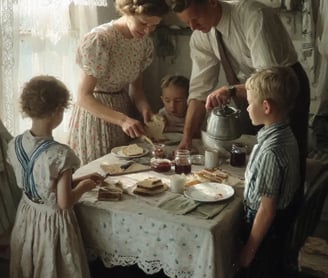 Family Kitchen, Missouri Farmhouse, Evening July 7th 1928: Toast Celebration