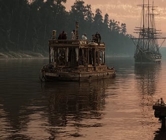 Neman River Shore, Sunset July 7th 1807: Departure in Alliance