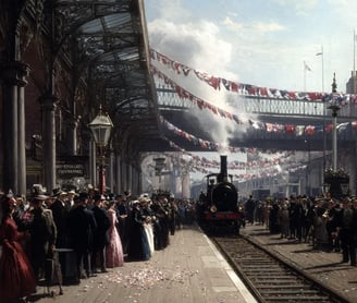 Loughborough Station, England, 1841: Festive Arrival