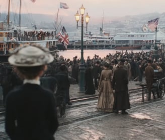 Dusk settles on Princes Wharf as celebratory crowds gather along the harbor