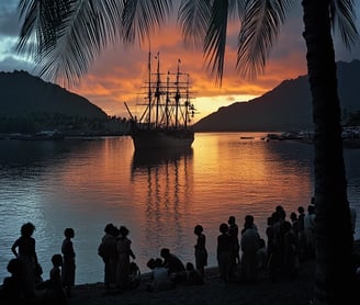 Golden sunset over calm Honolulu Harbor