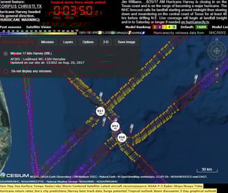 Hurricane City screenshot showing path of Hurricane Hunters during storm in 2021