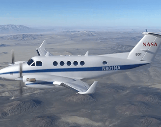 N801NA NASA aircraft flying over a desert.
