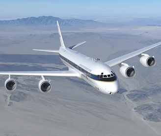 N817NA NASA aircraft flying about a desert.
