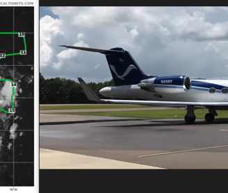 NOAA49 path around a storm in 2019 and photo of the Aircraft