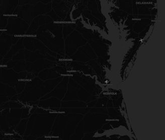 Screenshot of NOAA interactive plane tracker map.