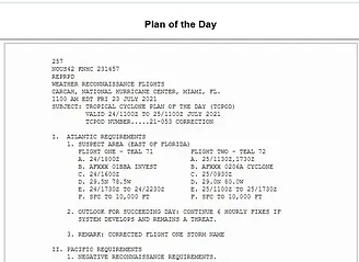Screenshot of Plan of Day from NHC's website from a previous mission schedule.