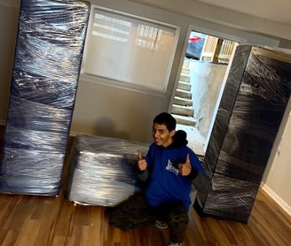 yong man wraping furniture