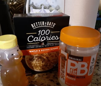 Better oats with pbfit peanut butter powder and honey