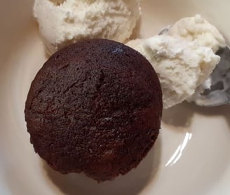 chocolate cupcake and ice cream