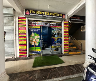 a computer storefront door with a computer on the front